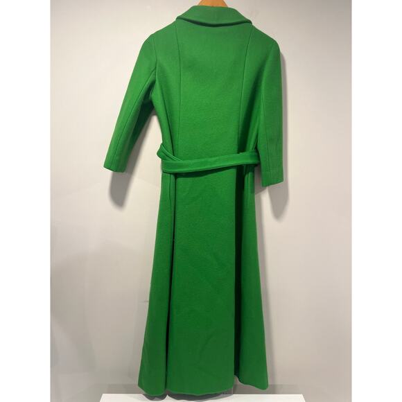 Vintage 1970s Union Tag Wool Long Trench Coat Bold Lime Green Size Small JL - Picture 3 of 16